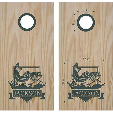Walleye Fishing Wedding Games Cornhole Board Decals Wrap Stickers Bean Bag Toss with Rings