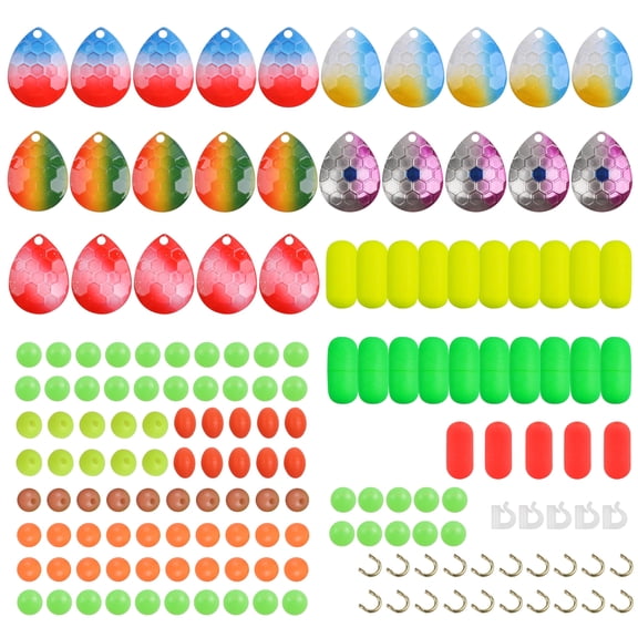 Walleye Rig Fishing Making Kit, 175pcs Fishing Accessories for Walleye Spinner Crawler Harness, Spinner Blades Rig Floats Clevises Beads