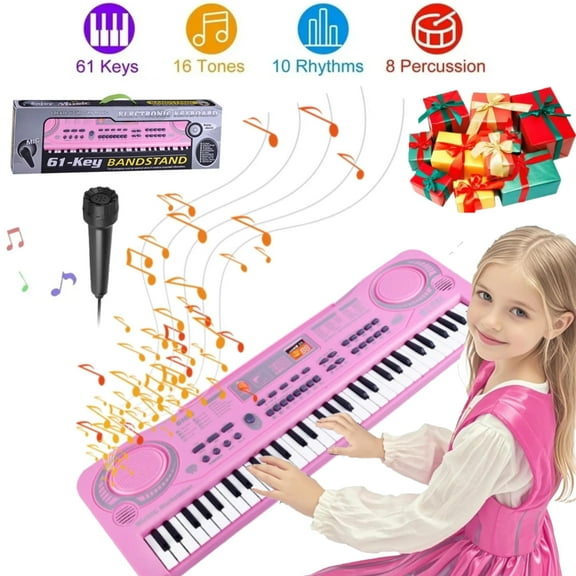 Wallfire 61 Keys Digital Music Electronic Keyboard Piano Multifunctional Piano Keyboard for Kids Student With Microphone Musical Instrument