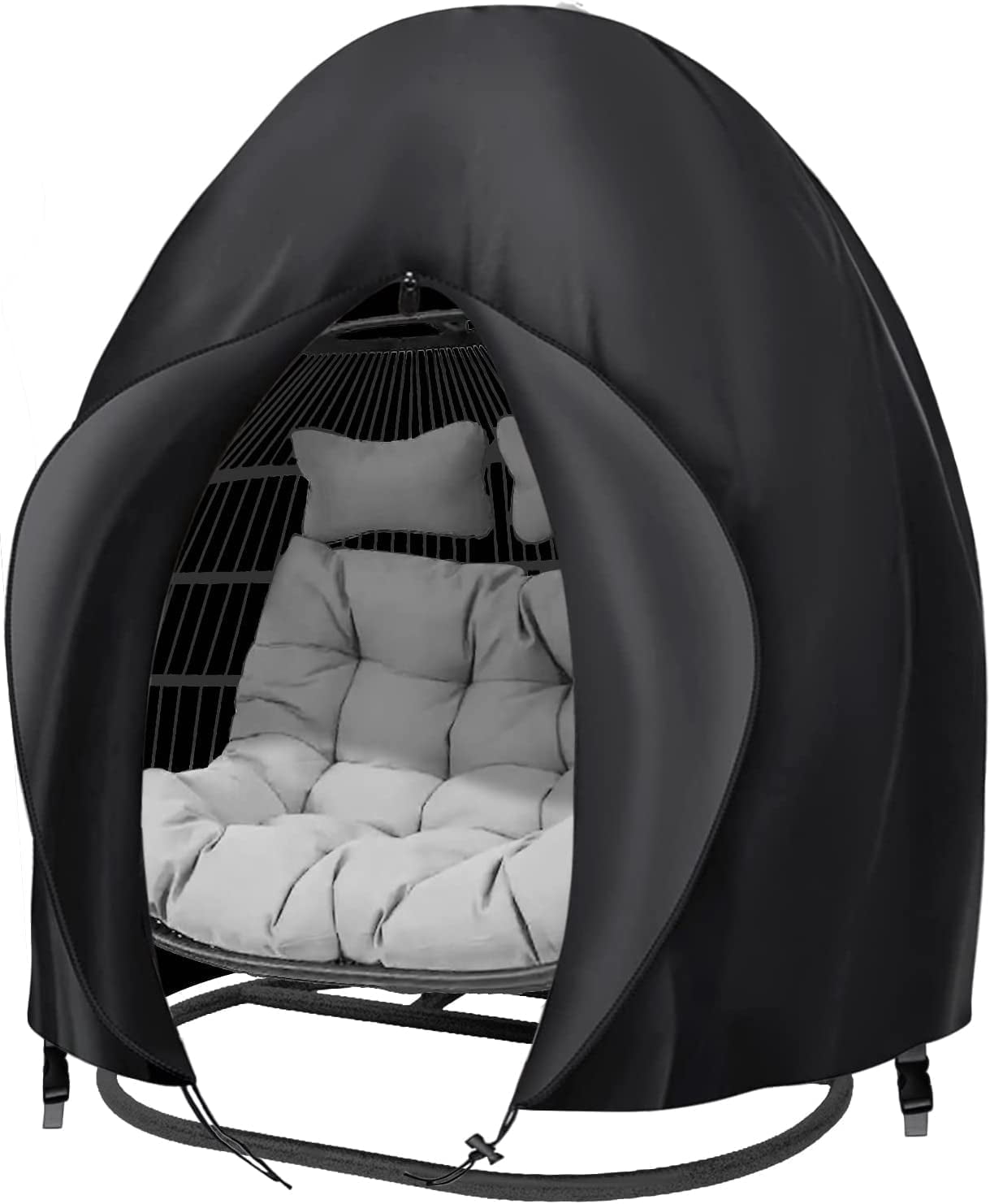 Egg Chair Cover,Patio Extra Large Double Egg Chair Cover for Outdoor Furniture, Heavy Duty Swing Hanging Egg Chair Cover Waterproof, Dust-Proof,7.87" x 9.84" x 1.97",Black
