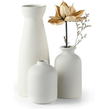 Wallfire Ceramic Vase,Small Vases for Decor,Set 3 Modern Boho Vases for Flower Pampas,Fit for Living Room Desk Shelf Decor,White