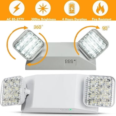 4-Pack LED Emergency Exit Lights – Adjustable 2-Head, Battery Back-up, UL 924 – JW Lighting JW-EM01WR
