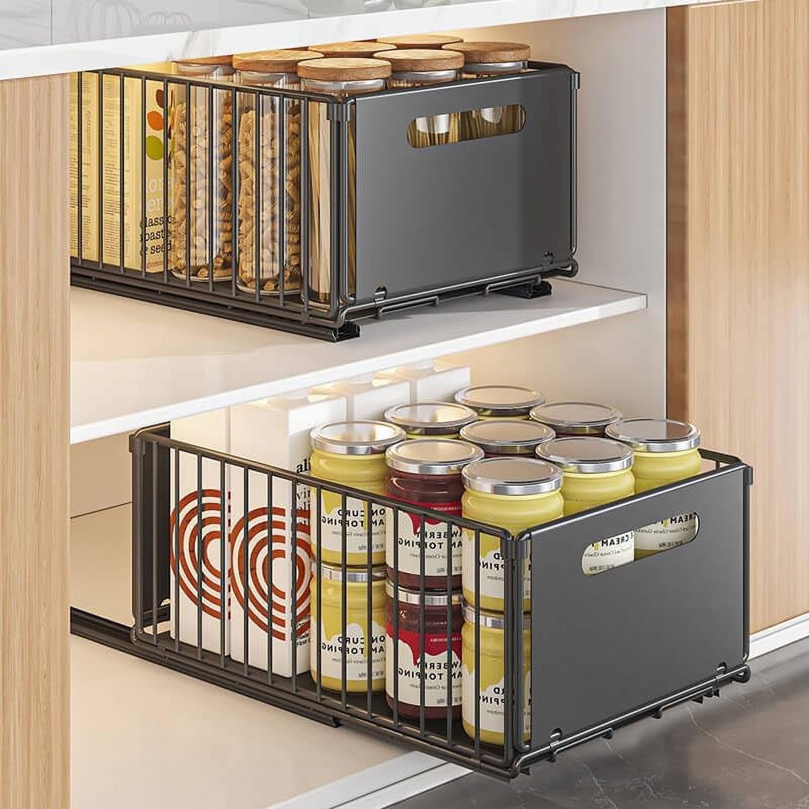 Wallfire Kitchen Pantry Pull Out Cabinet Organizer Black