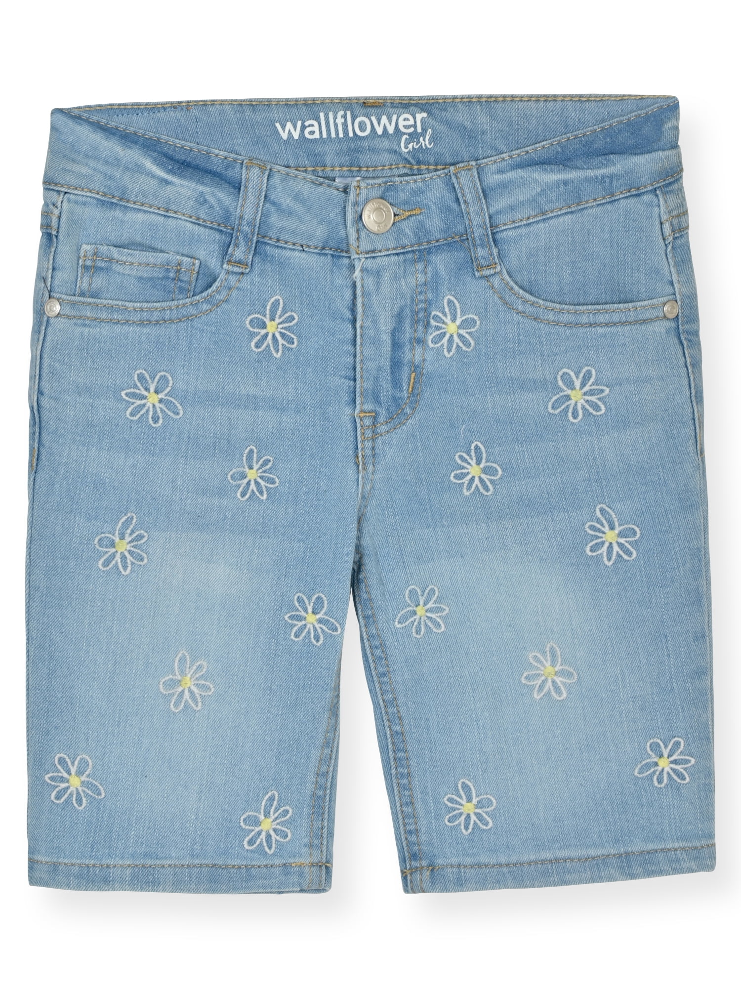 Wallflower Girls Denim Bermuda Shorts, Sizes 4-16 - Walmart.com