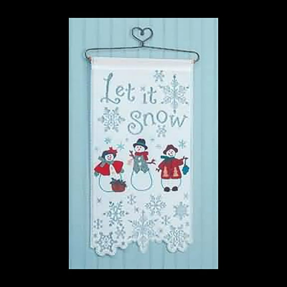 Wallhanging White Lace Snowman Tapestry 25"H x 13"W | Renovator's Supply