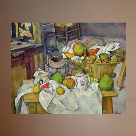 Wallhogs Cezanne Still Life with Basket (19th) Poster Wall Mural