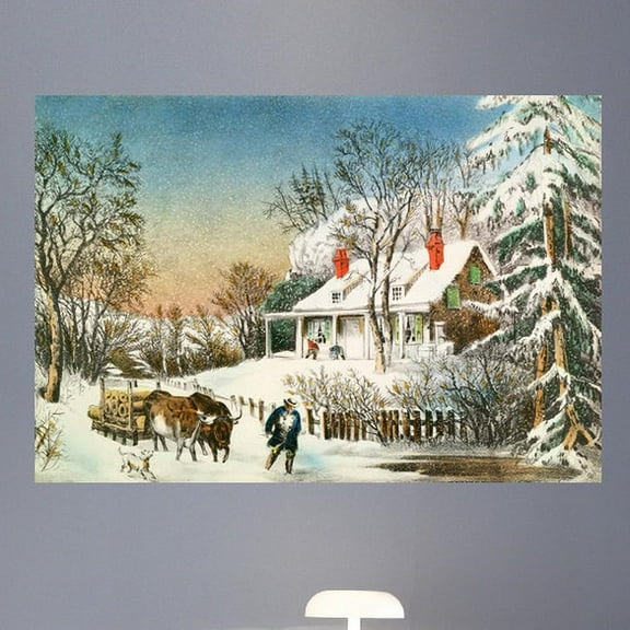 Wallhogs Currier and Ives Bringing Home The Logs (18th) Wall Mural