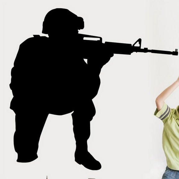 Wallhogs Haynes Military Soldier I Silhouette Cutout Wall Decal