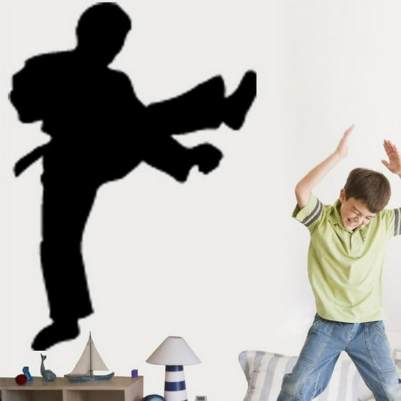 Wallhogs Martial Arts Kicking Silhouette Cutout Wall Decal