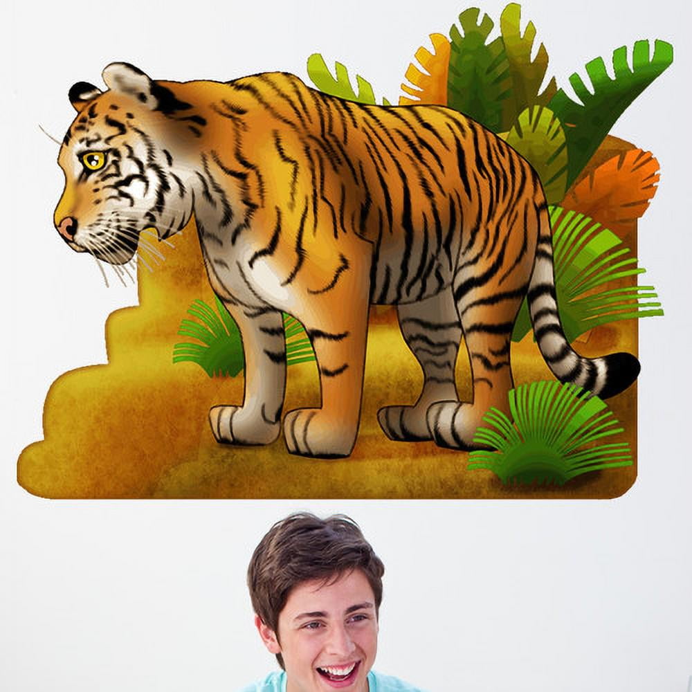 Large Yellow and Green Tiger Wall Decal