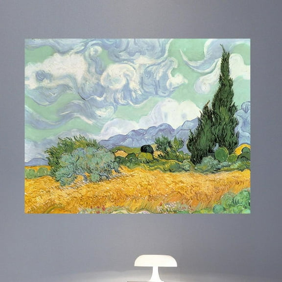 Wallhogs Van Gogh Wheatfield with Cypresses (1889) Poster Wall Mural