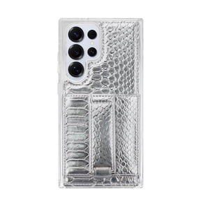 Walli Cases Samsung S25 Plus Phone Case with Wallet and Finger Strap - Platinum Python