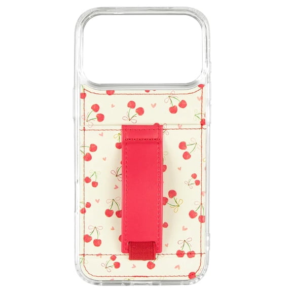 Walli Cases iPhone 13 Pro Max Phone Case with Wallet and Finger Strap - Cherry On Top