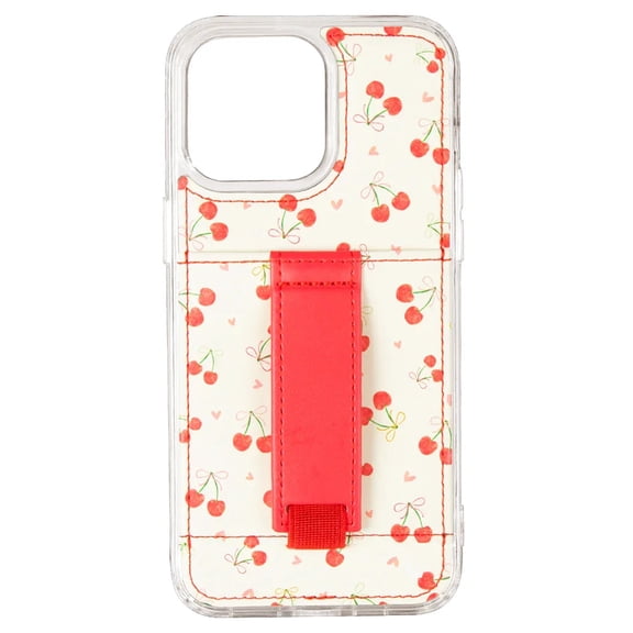 Walli Cases iPhone 13 Pro Phone Case with Wallet and Finger Strap - Cherry On Top