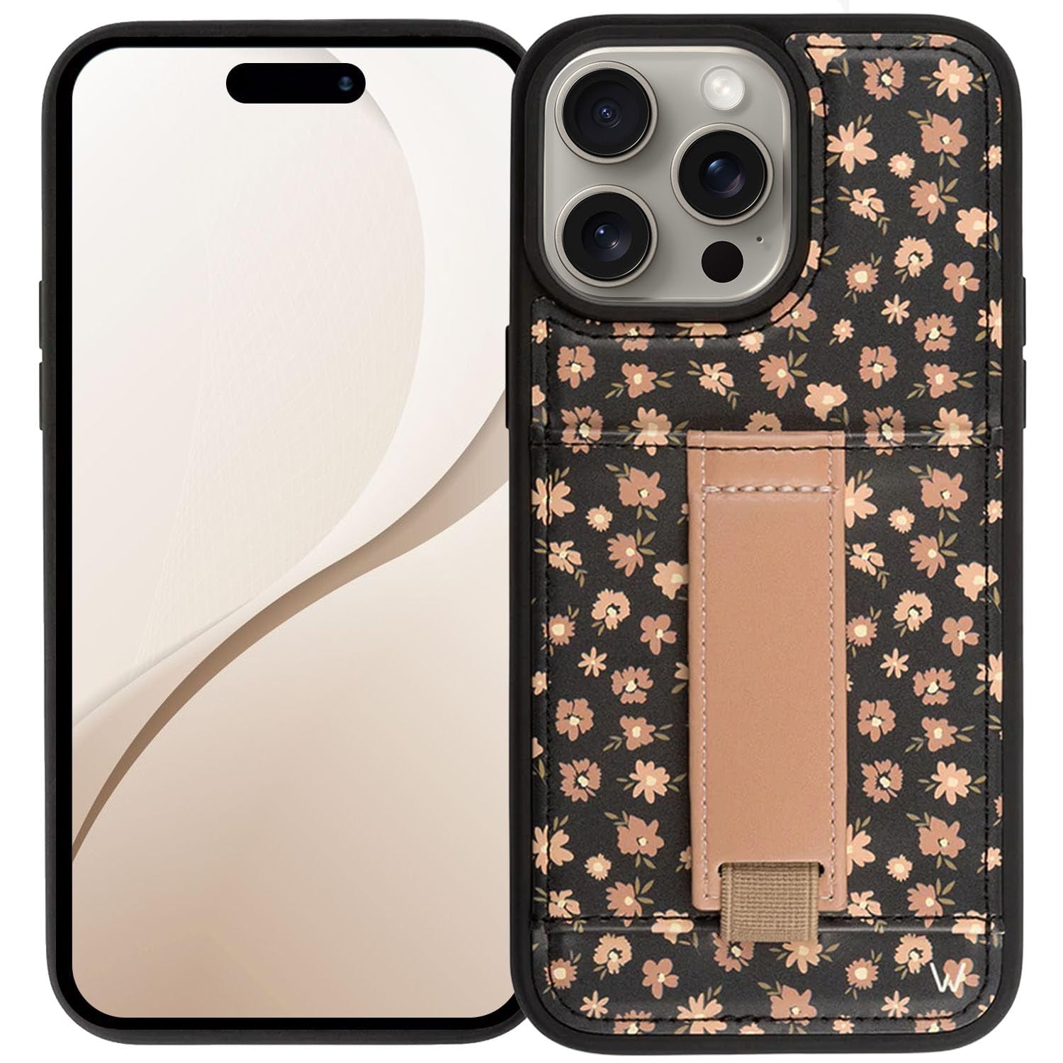 WALLI CASES for iPhone 12 Pro Max Case Aesthetic Wallet Phone Case Card Holder, Securely Holds up to 2 Cards - Cute, Trendy Phone Cover for Women, fits iPhone 12 Pro Max, w/ Kickstand & Finger Strap