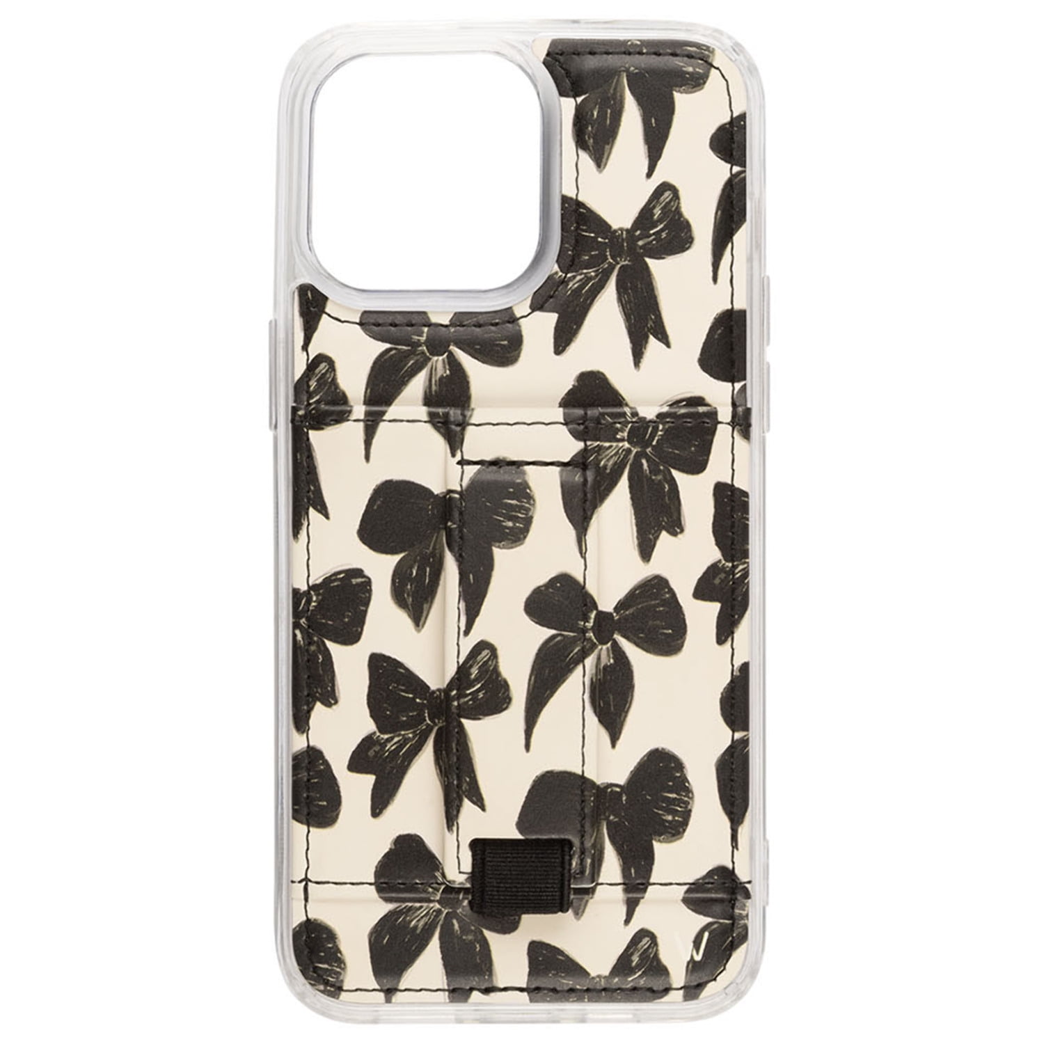 Walli Cases Blair Bows by Karlie Rae Phone Case for iPhone 14 Pro Max with Wallet, Kickstand, and Finger Strap
