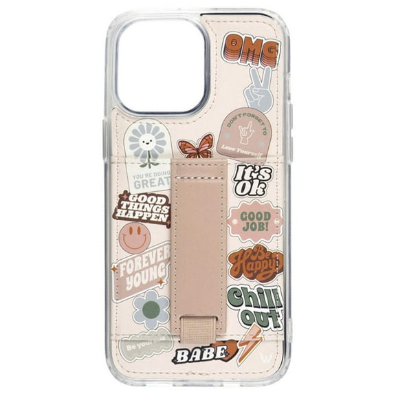 Walli Cases No Bad Vibes by Our Faux Farmhouse Phone Case for iPhone 15 Pro Max with Wallet, Kickstand & Finger Strap