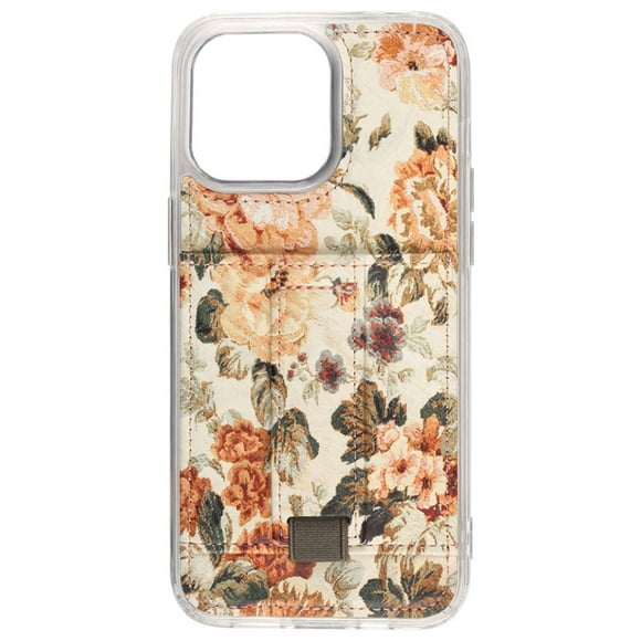 Walli Cases Foyer Floral Phone Case for iPhone 15 Plus with Wallet, Kickstand & Finger Strap