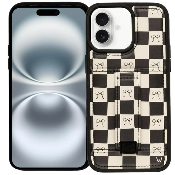 Walli Cases for iPhone 16 Case Aesthetic Wallet Phone Case Card Holder, Securely Holds up to 2 Cards - Cute, Trendy Phone Cover for Women, fits iPhone 16, with Kickstand & Finger Strap
