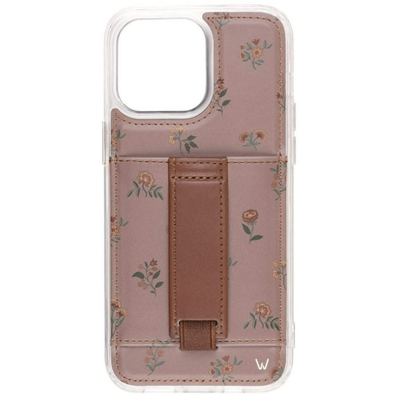 Walli Cases Mauve Meadow Phone Case for iPhone 16 Pro Max with Wallet, Kickstand & Finger Strap