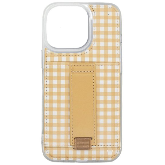 Walli Cases Picnic Plaid Phone Case for iPhone 14 Pro with Wallet, Kickstand & Finger Strap