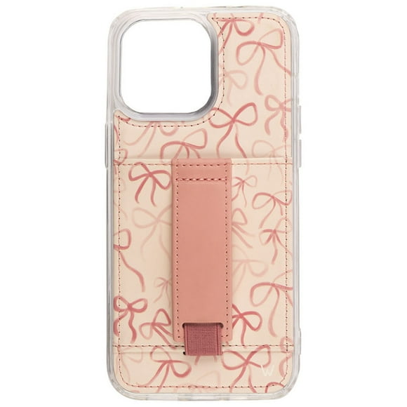 Walli Cases Rosy Ribbons Phone Case for iPhone 16 Plus with Wallet, Kickstand & Finger Strap