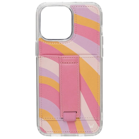 Walli Cases Sweet Sunset by Jayne Phone Case for iPhone 15 Pro with Wallet, Kickstand, and Finger Strap