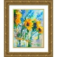 thumbnail image 1 of Wallich, Richard 15x18 Gold Ornate Wood Framed with Double Matting Museum Art Print Titled - Sunflowers In Glass Bottles, 1 of 4
