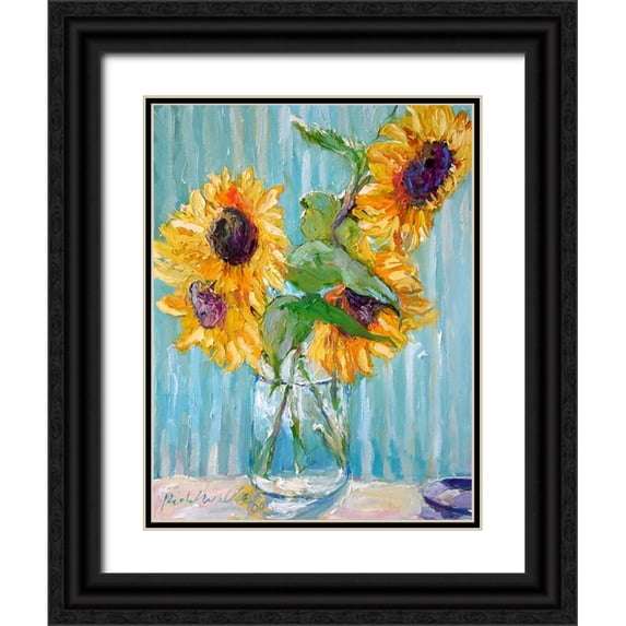 Wallich, Richard 19x24 Black Ornate Wood Framed with Double Matting Museum Art Print Titled - Sunflower
