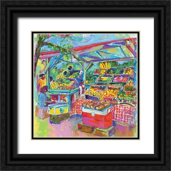 Wallich, Richard 26x26 Black Ornate Wood Framed with Double Matting Museum Art Print Titled - Fruit Market