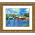 thumbnail image 1 of Wallich, Richard 32x26 Gold Ornate Wood Framed with Double Matting Museum Art Print Titled - Wickford Boats, 1 of 4