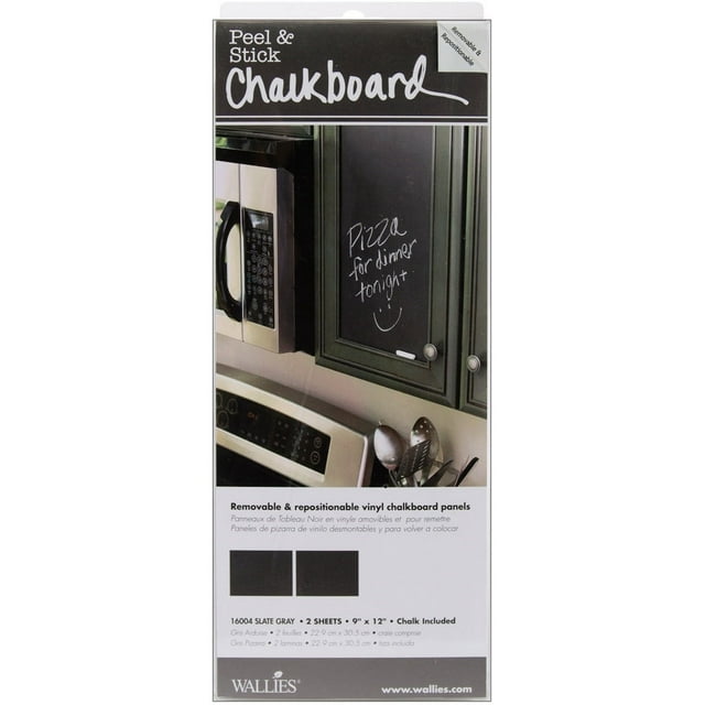 Wallies Peel & Stick Chalkboard Panels 9"X12" 2/PkgSlate Gray, Pk 2