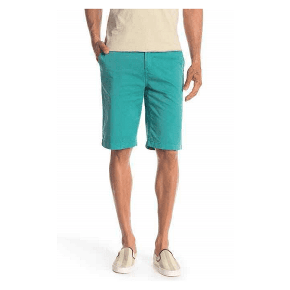 Wallin and Bros 10 Inch Solid Twill Flat Front Shorts, Teal, Size 30