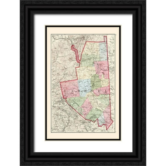 Walling 10x14 Black Ornate Wood Framed with Double Matting Museum Art Print Titled - Carroll New Hampshire - Walling 1877