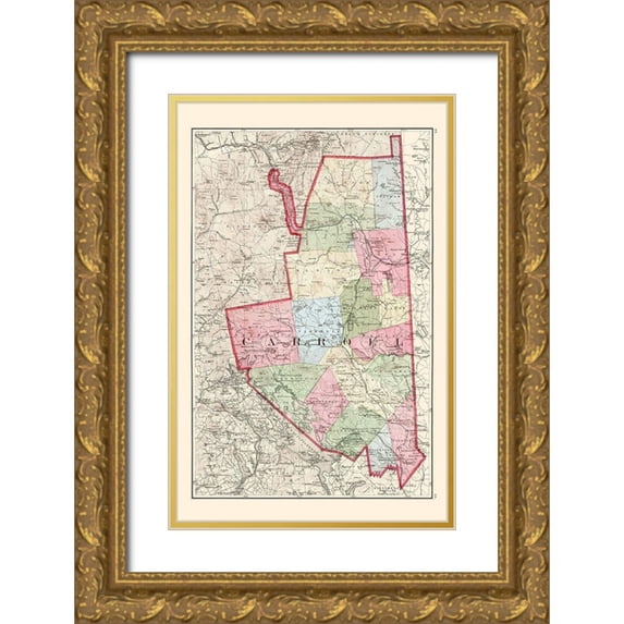 Walling 13x18 Gold Ornate Wood Framed with Double Matting Museum Art Print Titled - Carroll New Hampshire - Walling 1877