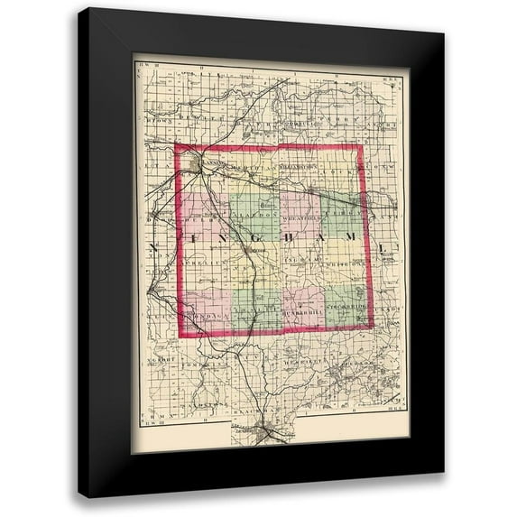 Walling 14x18 Black Modern Framed Museum Art Print Titled - Ingham Michigan - Walling 1873