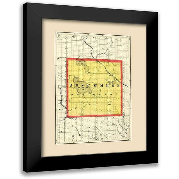 Walling 15x18 Black Modern Framed Museum Art Print Titled - Roscommon Michigan - Walling 1873