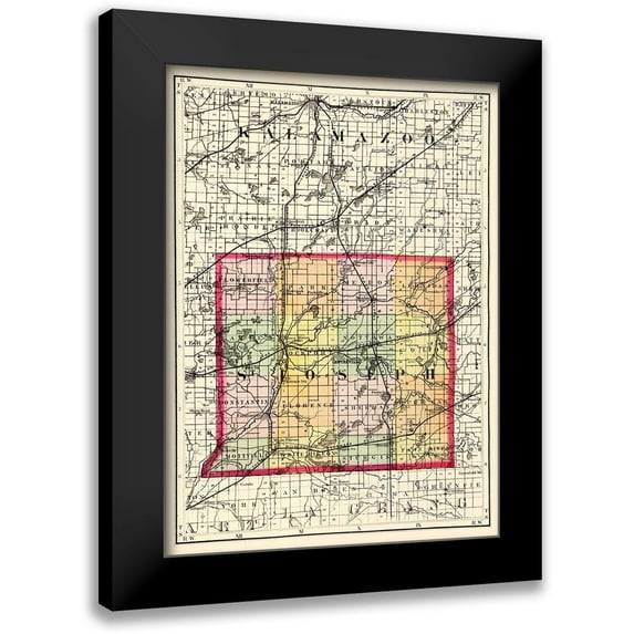 Walling 19x24 Black Modern Framed Museum Art Print Titled - St Joseph Michigan - Walling 1873