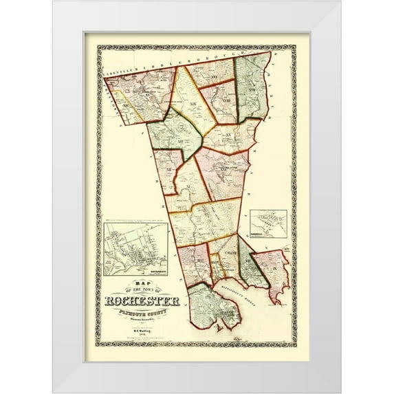 Walling 23x32 White Modern Wood Framed Museum Art Print Titled - Rochester Massachusetts - Walling 1856