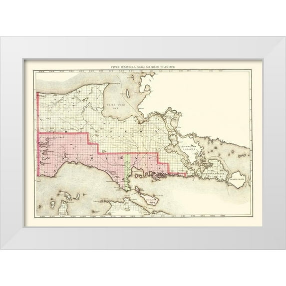 Walling 24x18 White Modern Wood Framed Museum Art Print Titled - Mackinac Michigan - Walling 1873