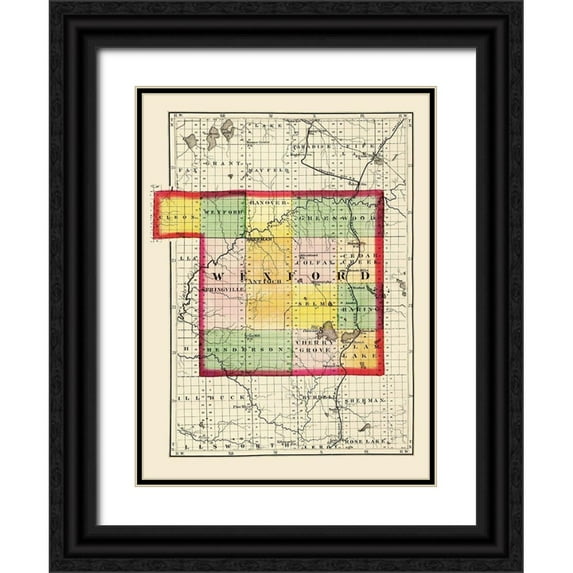 Walling 25x32 Black Ornate Wood Framed with Double Matting Museum Art Print Titled - Wexford Michigan - Walling 1873