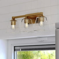 Wallingford 3 Light Modern Gold Transitional Bathroom Vanity Fixture Clear Glass