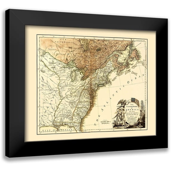 Wallis 18x15 Black Modern Framed Museum Art Print Titled - United States of America - Wallis 1783