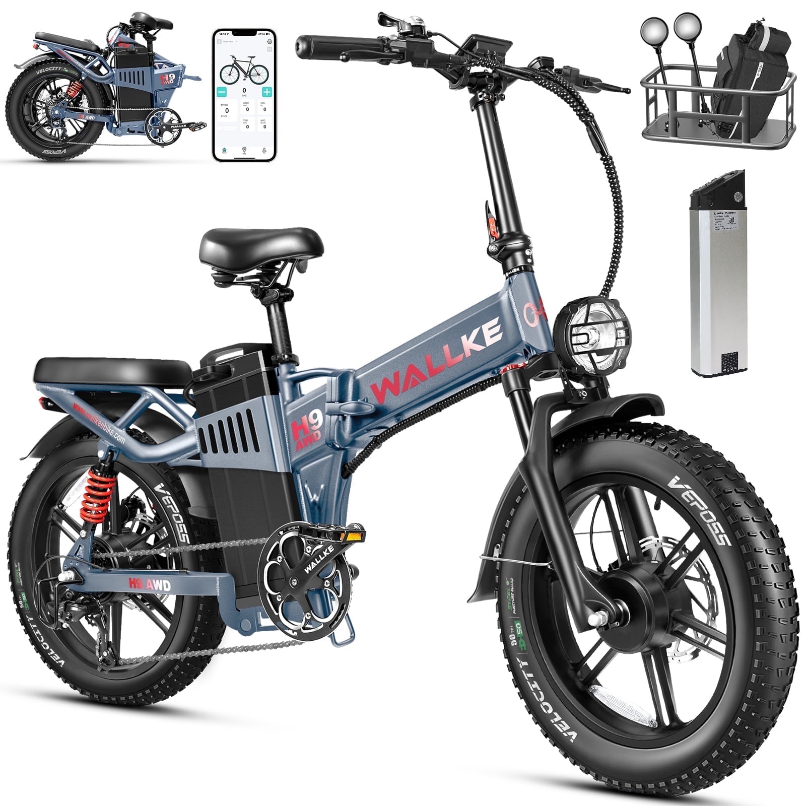 Wallke Electric Bike for Adults,48V 82AH Battery,3200W Peak Dual Motor Electric Bike,34MPH,7Speed,APP Control Ebike,20 Wallke Electric Bike for Adults,48V 82AH Battery,3200W Peak Dual Motor Electric Bike,34MPH,7Speed,APP Control Ebike,20