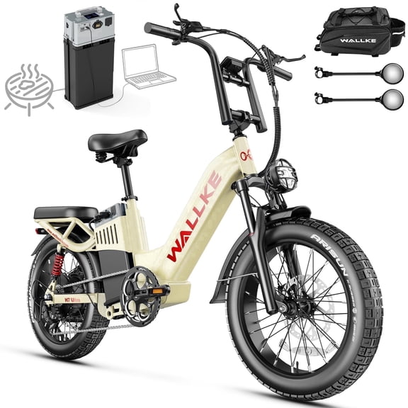Wallke H7 Ultra 4000W Electric Bike & Portable Power Station, 37MPH Fast Ebike for Adults, 48V 55Ah 2-in-1 E-Bike Battery +Solar Generator, Torque Sensor, 20x4 Puncture-Proof Fat Tire All Terrain