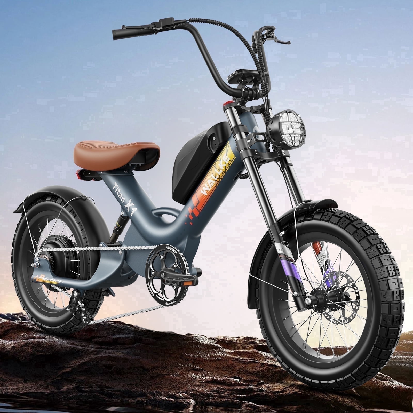W WALLKE Titan X1 Carbon Fiber Frame Electric Bike, 30Ah Long Range Ebike for Adults, 3800W 40MPH Fast E Bike, 20"x5" Puncture-Proof Fat Tire