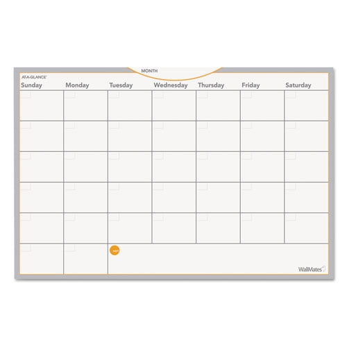 Wallmates Self-Adhesive Dry Erase Monthly Planning Surfaces, 18 X 12, White/gray/orange Sheets, Undated | Bundle of 10 Each