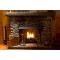 thumbnail image 1 of Wallmonkeys Close-up of Stone Fireplace in Log Cabin with Blazing Fire Peel and Stick Wall Decals Mural WM307781 (36 in W x 24 in H), 1 of 4