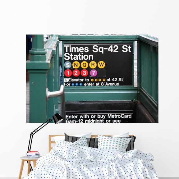 Wallmonkeys New York Subway Station Wall Mural Peel and Stick Graphic (72 in W x 48 in H) WM228630
