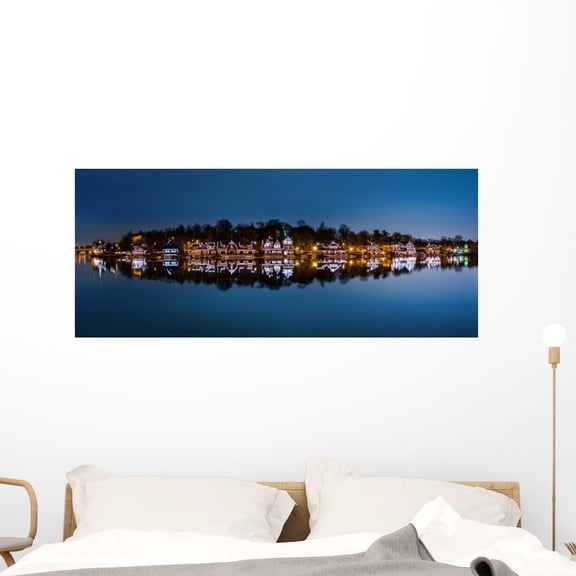 Wallmonkeys Philadelphia Boathouse Row Panorama Panoramic Wall Mural Decal Graphic (48 in W x 20 in H) WM127869